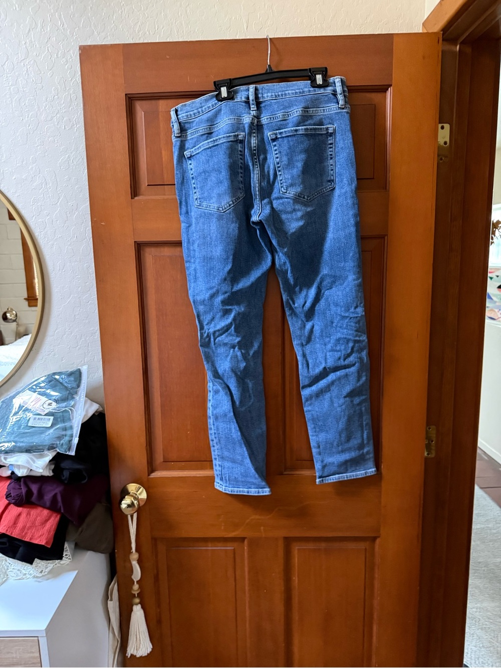 Frame Denim Le Garcon Slim Straight Jeans in Medium Blue